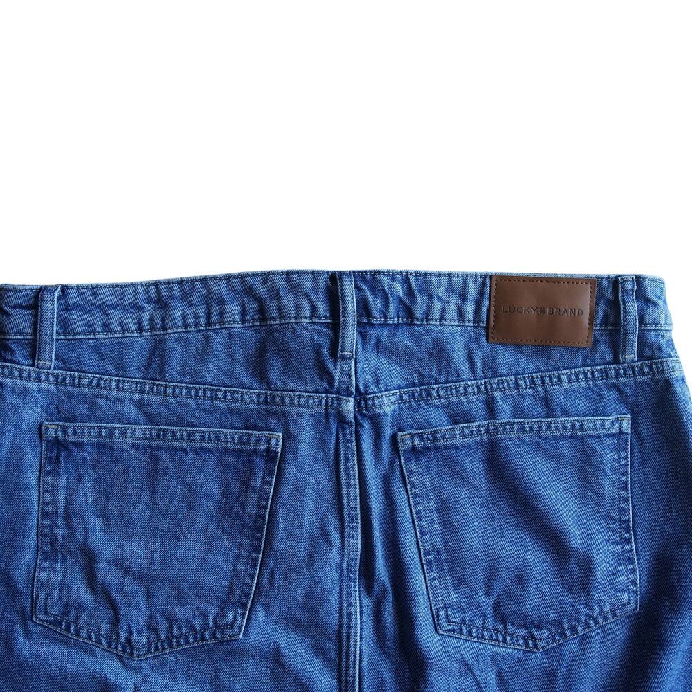 Lucky Brand Denim Midi Skirt Sz 16 Front Slit Raw Hem Like New - Picture 8 of 11